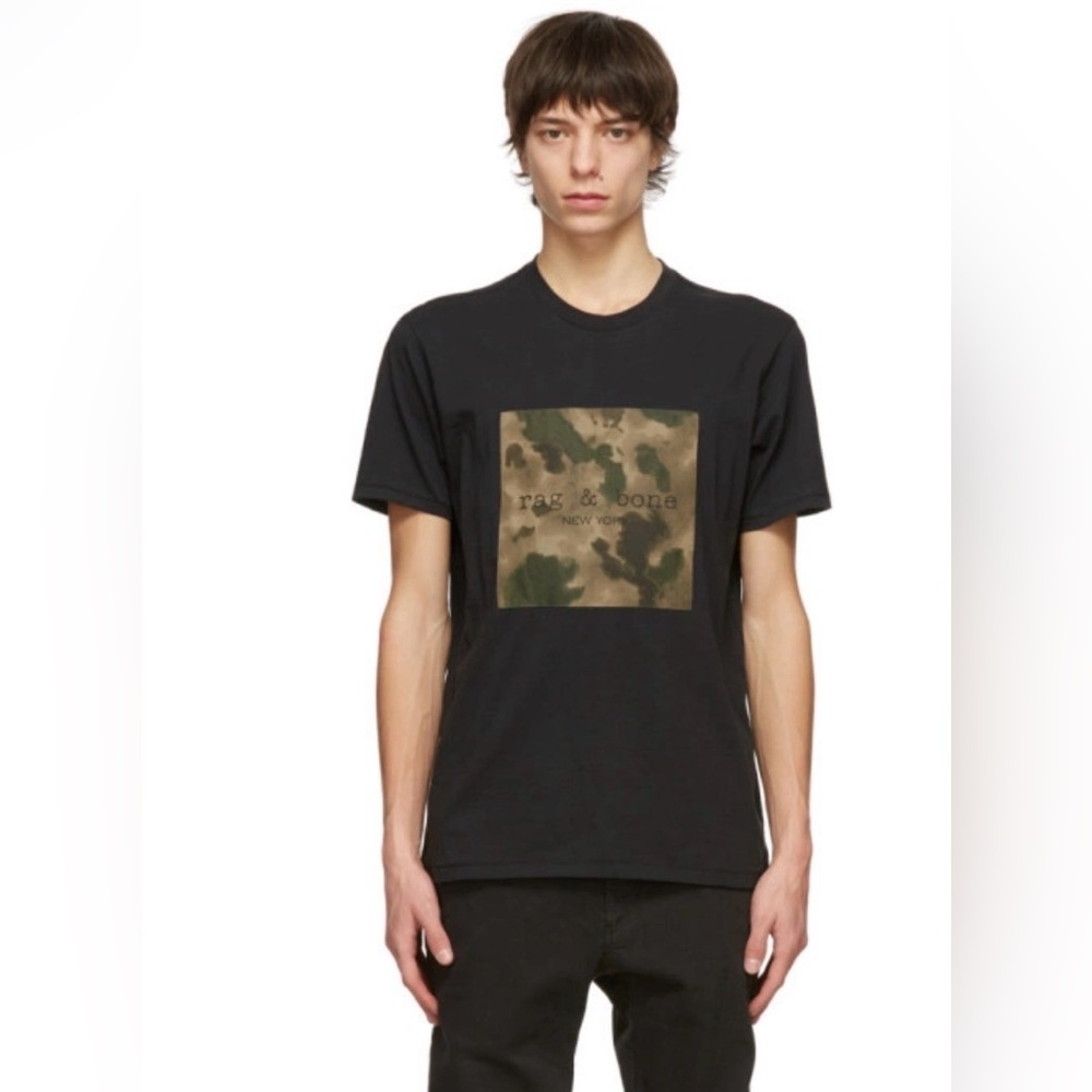Rag & Bone Black Camo Graphic Tee